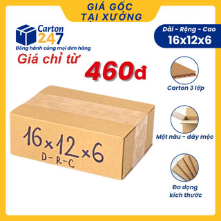  16x12x6 COMBO 100 Hộp giấy đóng gói hàng  carton 3 lớp - Carton 247 