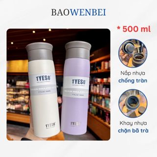  Bình giữ nhiệt TYESO 500ml chính hãng bình nước giữ nhiệt inox 304 cao cấp gioăng cao su chống tràn tuyệt đối BGN13 