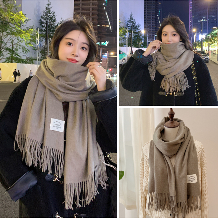 Khăn len quàng cổ trơn nam nữ cao cấp Khăn choàng Cashmere mềm mịn ấm áp thu đông Thời trang style Hàn Quốc