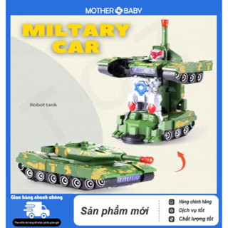 Xe tăng robot biến hình tự động có đèn và nhạc, đồ chơi robot biến hình bé trai