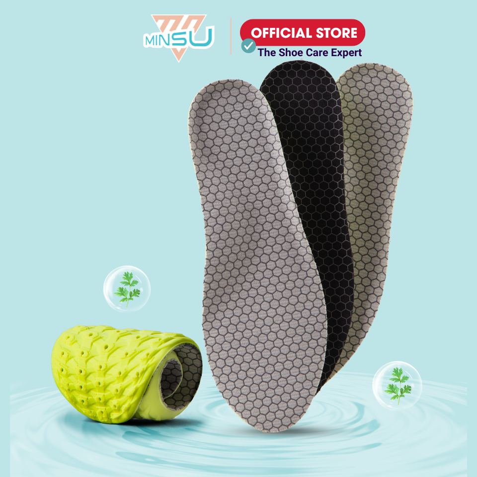 Miếng Lót Giày Khử Mùi 4D MINSU Khử Mùi Kháng Khuẩn M2350 Miếng Độn Đế Khử Mùi Kháng Khuẩn cho Giày Thể Thao Nam Nữ