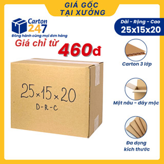 [COMBO 10] 25x15x20 Hộp carton đóng gói hàng hóa size lớn tiện ích giá rẻ - Carton 247