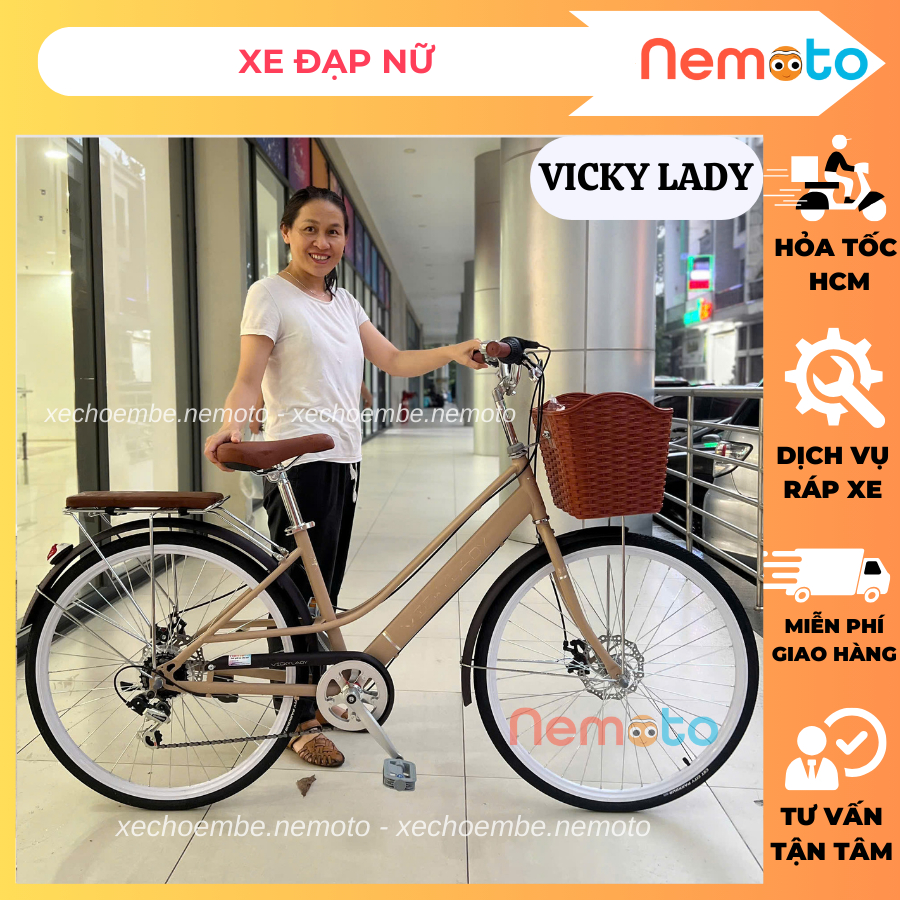 Xe Đạp Nữ Mini Vicky Lady - Califa Violet Có Tay Đề, Size 26in Cho Nữ - Chính Hãng - Giao Nhanh HCM