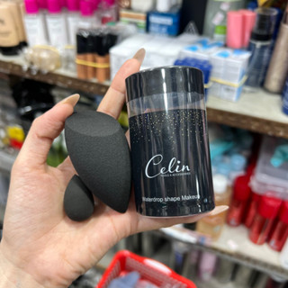 Bông Mút Đánh Kem Nền Celin Đen Đầu Xéo(1lớn+1nhỏ)