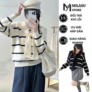  Áo len kèm giả khăn MILASU áo sweater dài tay thu đông 316 