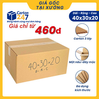 40x30x20 Combo 10 Thùng hộp giấy carton đóng gói hàng giá rẻ- Carton 247