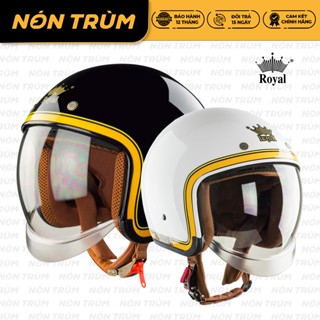 Mũ bảo hiểm 3/4 Royal kính âm M139 tem V10 đen trắng chỉ vàng chính hãng bảo hành 12 tháng