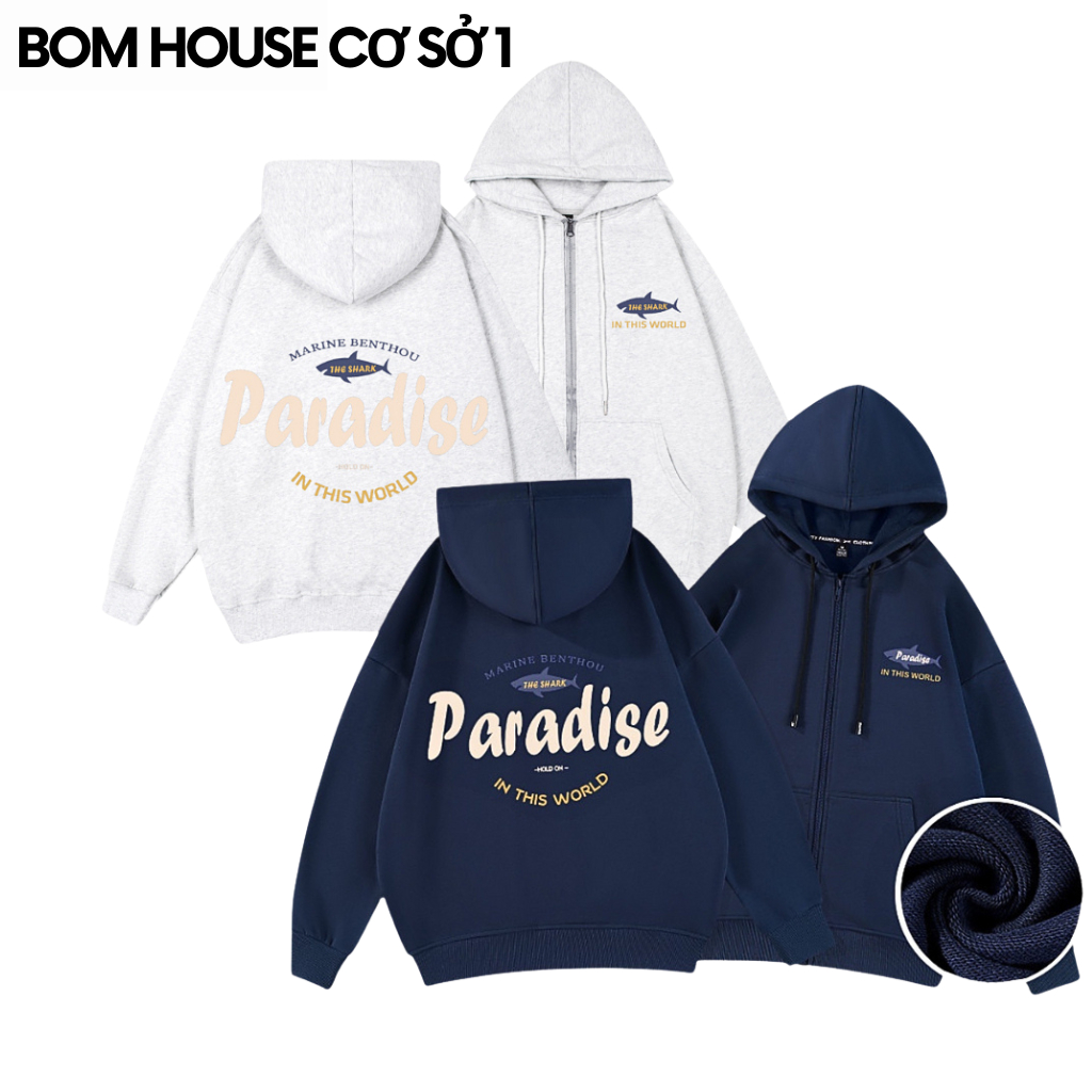Áo Khoác Nỉ Hoodie Zip Paradise Nam Nữ Form Rộng Ulzzang Unisex