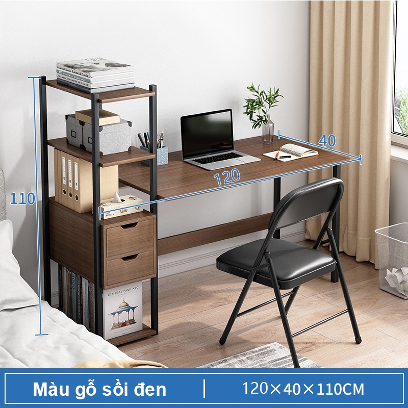 ALOVE Bàn làm việc bàn học khung sắt kèm giá sách khung sắt 25x25mm sơn tĩnh điện chịu lực cao mặt gỗ mdf dày 15mm | BigBuy360 - bigbuy360.vn