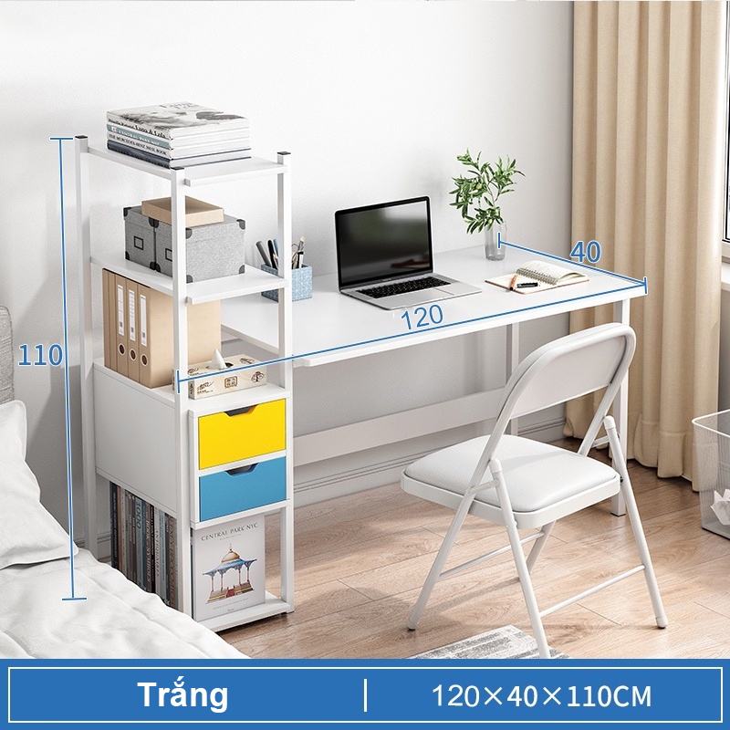 ALOVE Bàn làm việc bàn học khung sắt kèm giá sách khung sắt 25x25mm sơn tĩnh điện chịu lực cao mặt gỗ mdf dày 15mm | BigBuy360 - bigbuy360.vn