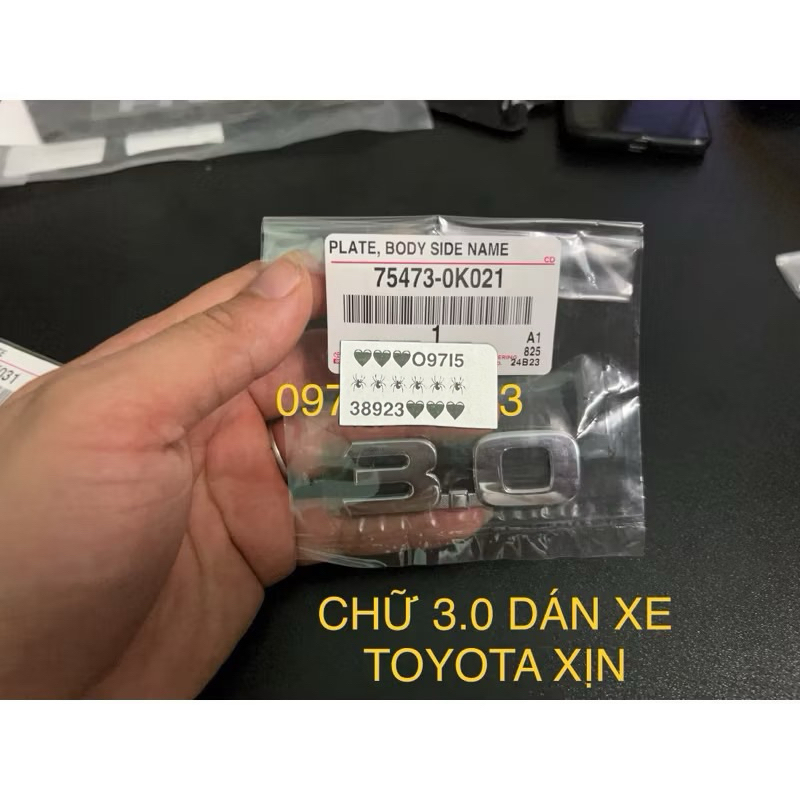 LOGO CHỮ 3.0 dán xe TOYOTA HILUX FORTUNER