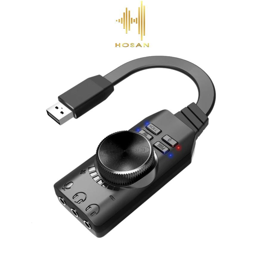 Sound Card HOSAN Plextone GS3 Mark II Phiên Bản Mới Nhất Card Rời USB Âm Thanh Vòm 7.1 Chuyên Nghiệp