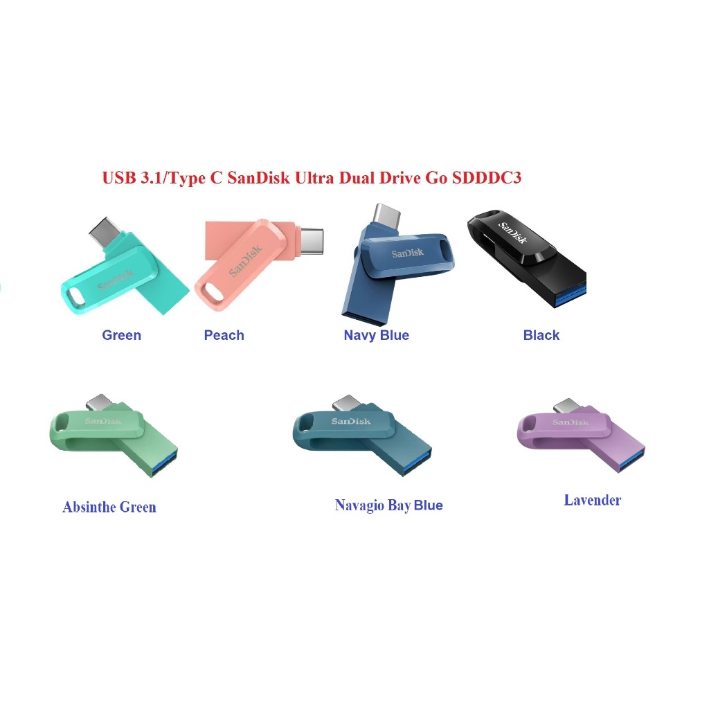 USB 3.1/Type C SanDisk Ultra Dual Drive Go ( 64Gb, 128Gb , 256Gb , 512Gb) SDDDC3