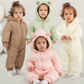 Body phao lót nhung Bodysuit liền thân dài tay bông ấm, áo liền quần hàng Quảng Châu cho bé trai bé gái mặc đông SLD12
