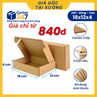 18x12x4 COMBO 100 Hộp giấy carton nắp gài đóng gói hàng trang sức mỹ phẩm, phụ kiện - Carton 247
