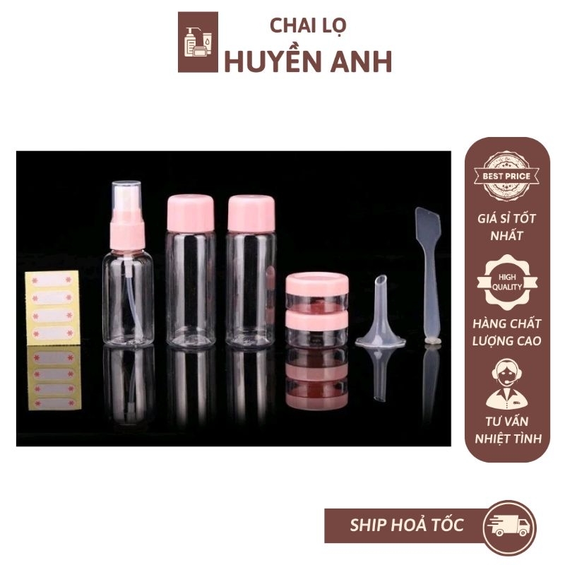Bộ chiết mỹ phẩm du lịch 7 món mini kèm túi đựng khóa zip BEIYIN