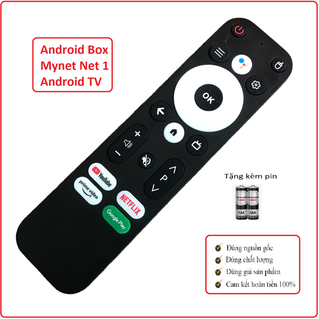 Remote điều khiển Android Box Mynet Net 1 Android TV 13 năm 2024 bao lỗi 1 đổi 1