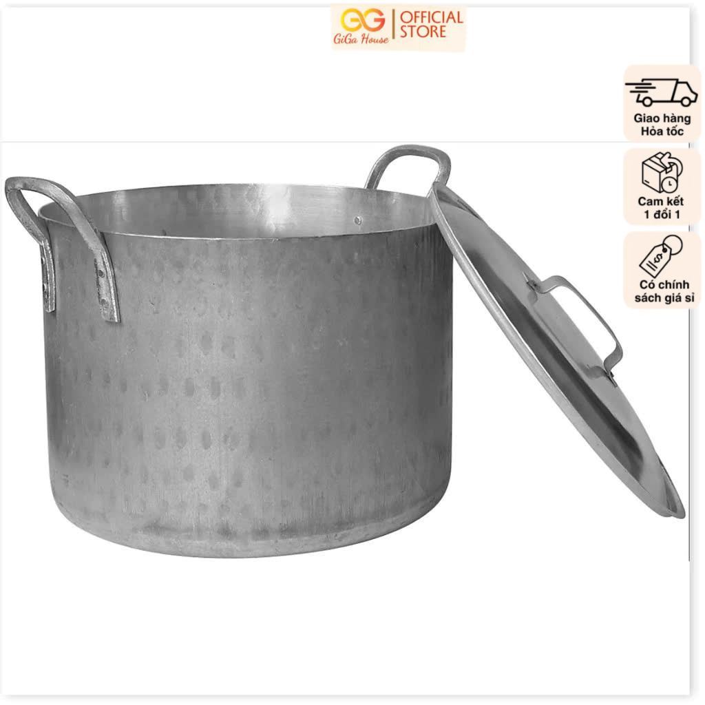 Xoong nhôm công nghiệp GIGA HOUSE, xoong nhôm công nghiệp 50l, 60l,70l, 80l dùng cho bếp ăn tập thể,