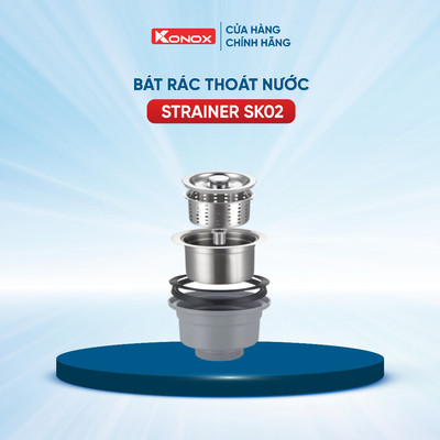 Bộ bát rác chậu rửa Konox Strainer SK02 140mm - Bầu xi phông chậu 1 hố