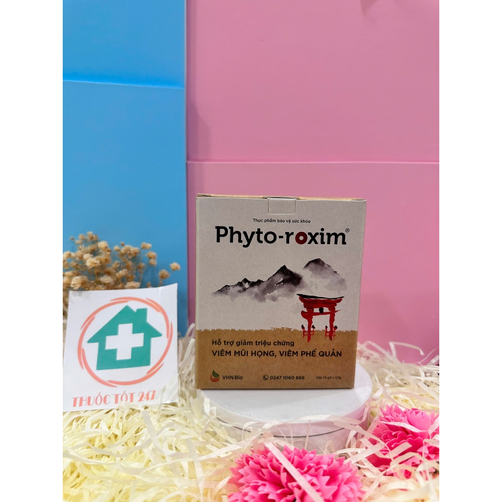 Cốm Phyto-roxim Hộp 18 gói x 3,5gam Giảm các triệu chứng ho, ho có đờm, đau họng, khản tiếng do viêm phế quản