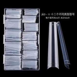 Móng tip thang - nhọn dài màu trong, tự nhiên hộp 504 móng ôm tay dẻo Cho thợ nail spa