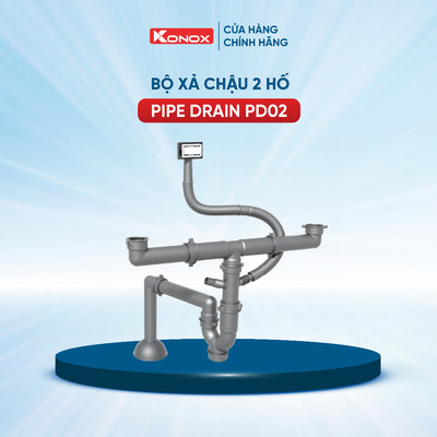Ống thoát nước Konox PD02 - Bộ xi phông đôi 1.5 inch - Bảo hành 36 tháng