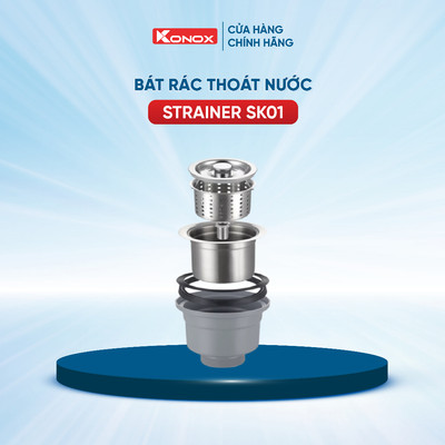 Bộ bát rác chậu rửa Konox Strainer SK01 114mm - Bầu xi phông chậu 2 hố