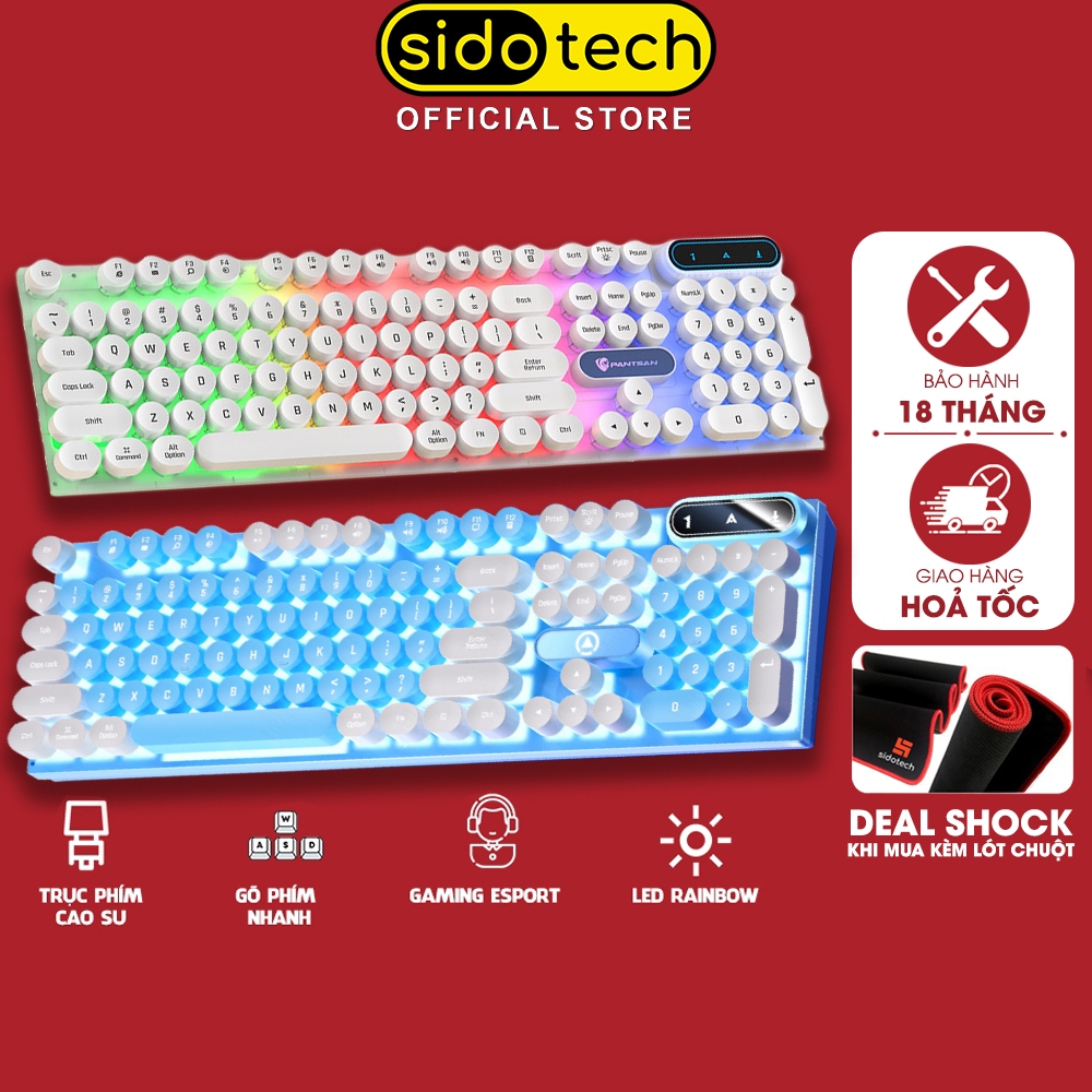 Bàn phím máy tính gaming giả cơ Sidotech SP100 nút tròn Led RGB chống nước chuyên chơi game, làm việ