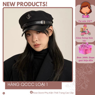 Mũ nồi dạ cao cấp có LOGO- Mũ beret thời trang phong cách Hàn Quốc