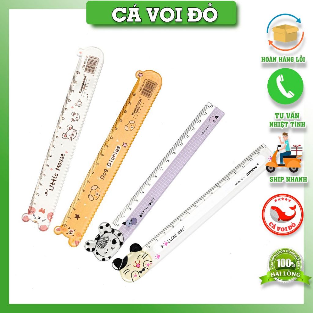 Combo 5 thước kẻ hoạt hình cute 15cm (ZH-708 + R-0124 Ruler )
