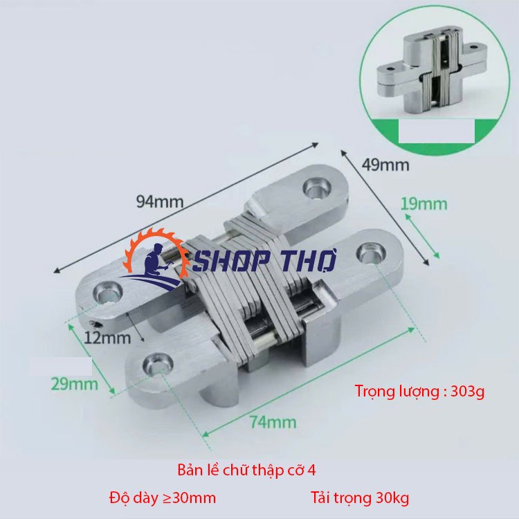Bản lề chữ thập cỡ 4 - KT: 19*94mm (1 cái)