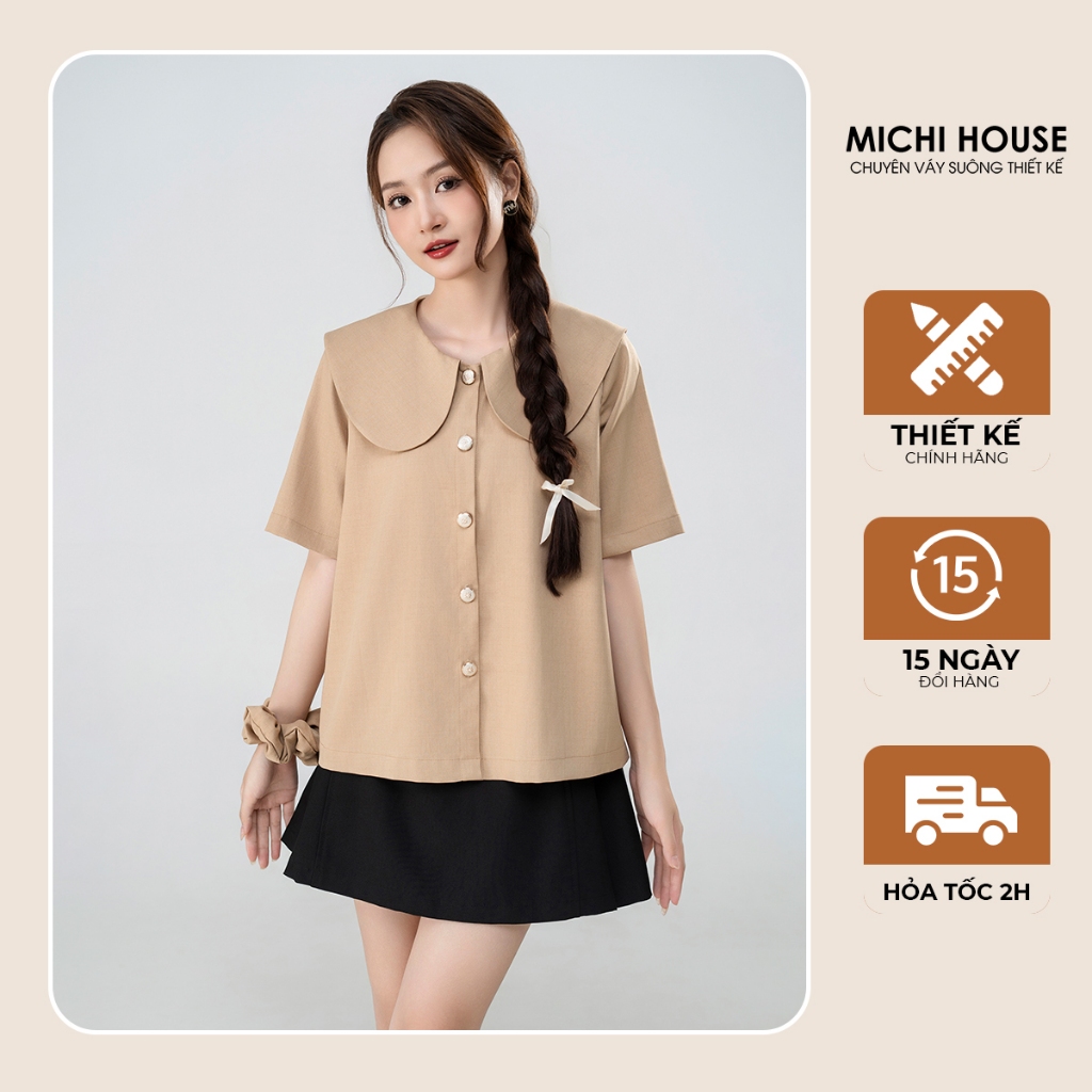 Áo Kiểu Michi House Vải Xước Thái Cổ Sen Tiểu Thư Dáng Suông A70