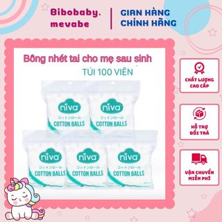 Bông bịt tai cho mẹ Sau Sinh- túi 100 bông,Bông viên, Bông nhét tai