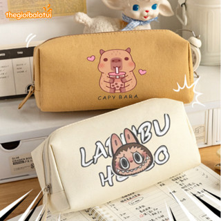 Túi đựng bút vải canvas in hình gấu dâu lotso, pochacco dễ thương vừa máy tính cầm tay, bóp viết đựng dụng cụ học tập