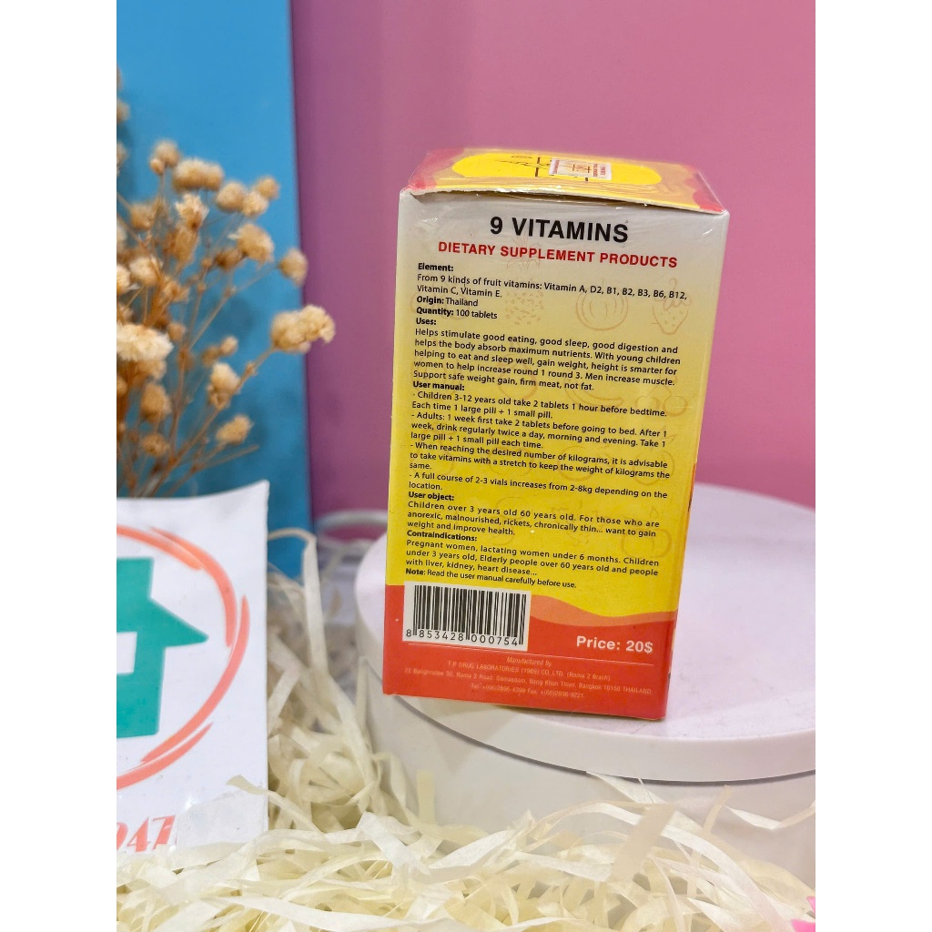 Viên uống vitamin thái lan tăng cân 100viên chính hãng.