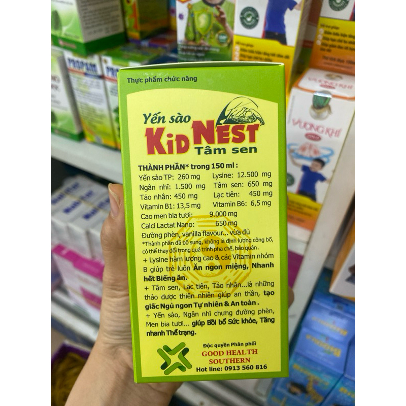 siro ăn ngủ ngon Yến Sào tâm sen Kid Nest 150ml