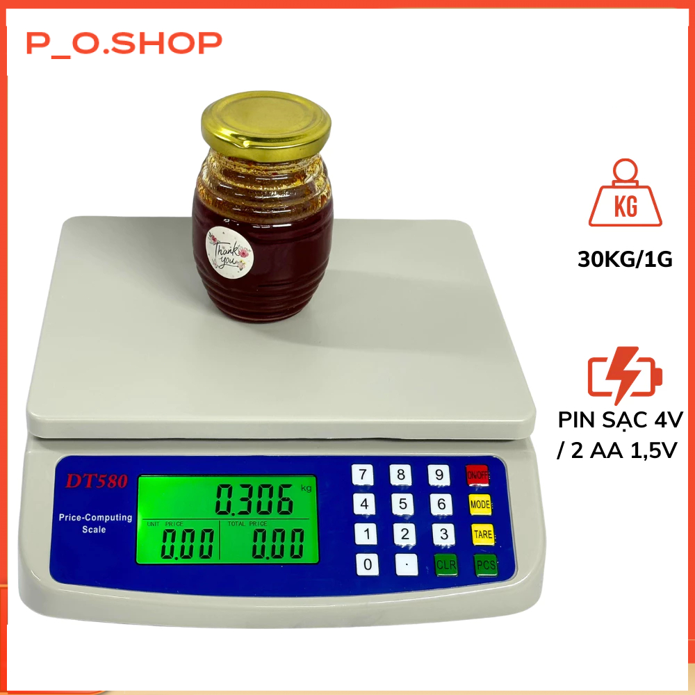 【🔥Rẻ】Cân Điện Tử 30kg DT580 - Cân Thực Phẩm Tính Tiền Giá Rẻ - Cân điện tử 30kg Gửi pin