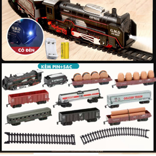 Đồ chơi trẻ em, bộ đồ chơi tàu hỏa xe lửa có đèn (có kèm pin+sạc) đồ chơi ô tô cho bé trai, quà tặng sinh nhật cho bé