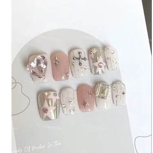 móng giả_nail box móng thiết kế đính đá tráng gương