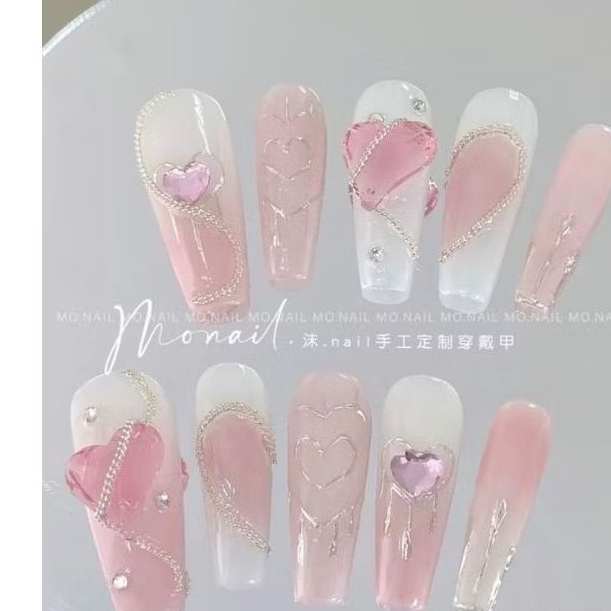 móng giả_nail box móng thiết kế tim hồng
