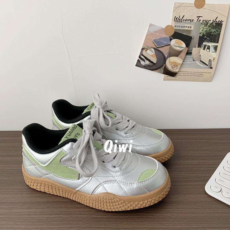 Qiwi- Giày sneaker thể thao đế nâu mix màu lạ mắt siêu nhẹ êm phong cách tr ẻ trung năng động cho nữ