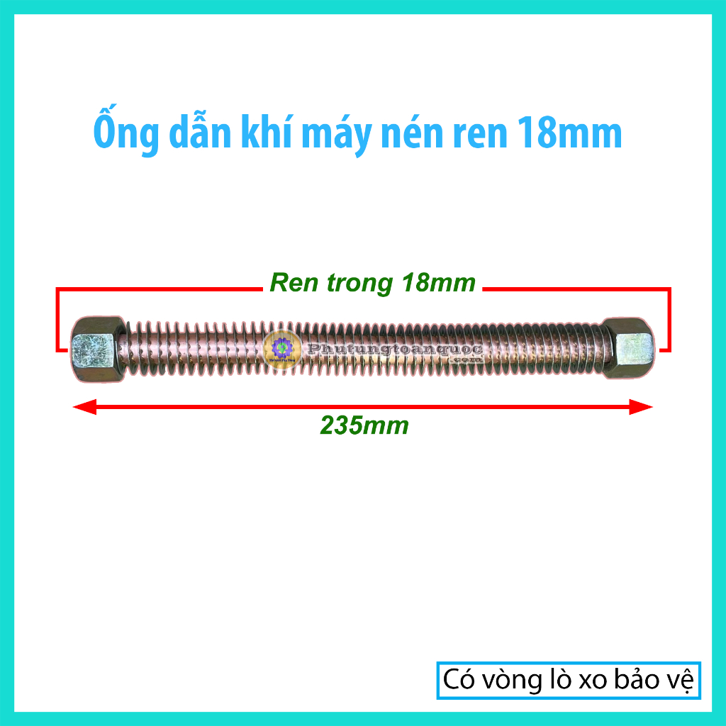 Ống Dẫn Hơi Máy Nén Khí Tổng Chiều Dài 235mm | Ren Trong 18mm Vừa Với Chân Ren Ngoài 19mm ( Có Vòng 