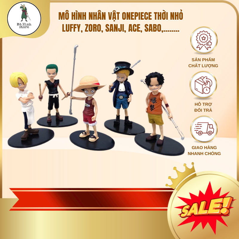 Set nhân vật OnePiece kid (5 nhân vật Luffy, Zoro, Sanji, Ace, Sabo) - OnePiece
