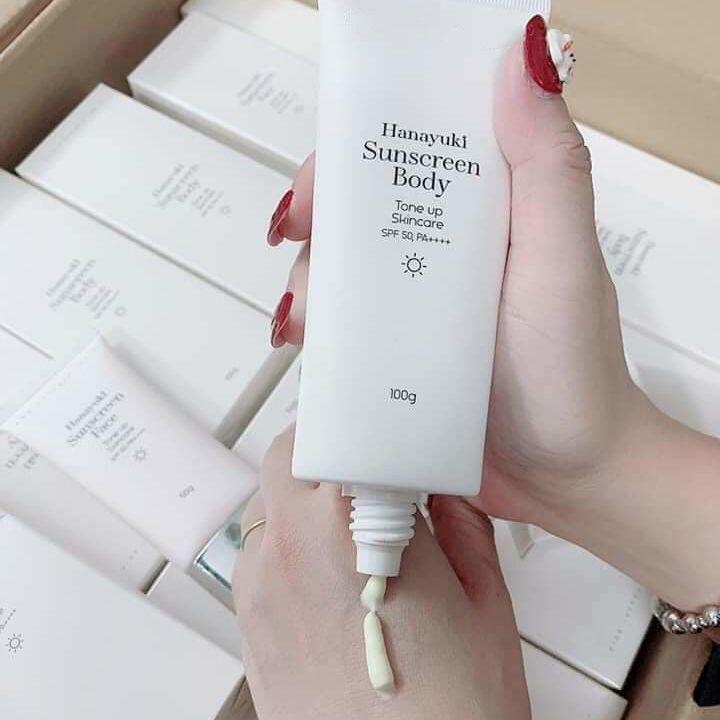 Kem Chống Nắng Body Hanayuki Chính Hãng - Bảo Vệ Makeup Nâng Tone Da