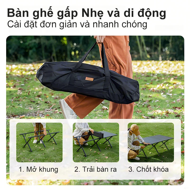 bàn gấp gọn camping, dã ngoại cắm trại du lịch ngoài trời hợp kim nhôm cao cấp siêu nhẹ khung chắc chắn | BigBuy360 - bigbuy360.vn