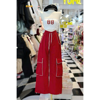 set áo ống thun tăm in số 88 quần dài tuyết mưa suông viền màu túi siêu cá tính