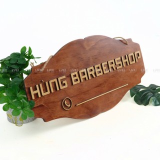 Bảng tên shop + số điện thoại (dán chữ gỗ nổi sang trọng)