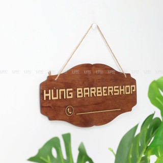 Bảng tên shop + số điện thoại (dán chữ gỗ nổi sang trọng)