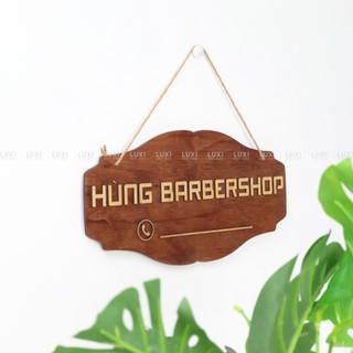 Bảng tên shop + số điện thoại (dán chữ gỗ nổi sang trọng)