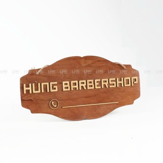 Bảng tên shop + số điện thoại (dán chữ gỗ nổi sang trọng)